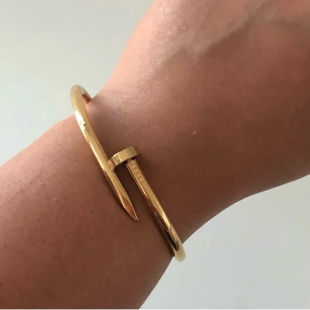 Generic Nail Cuff Bangle Bracelet in Gold